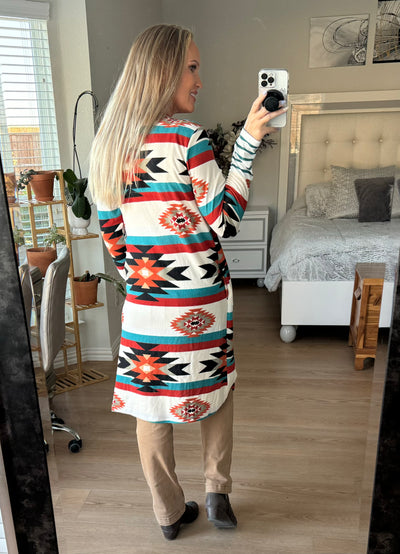 Amelia Aztec Longline Cardigan