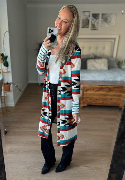 Amelia Aztec Longline Cardigan