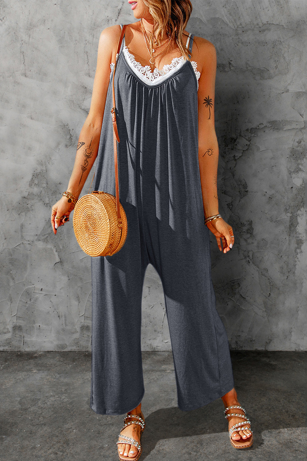 Saige Spaghetti Strap Wide Leg Jumpsuit