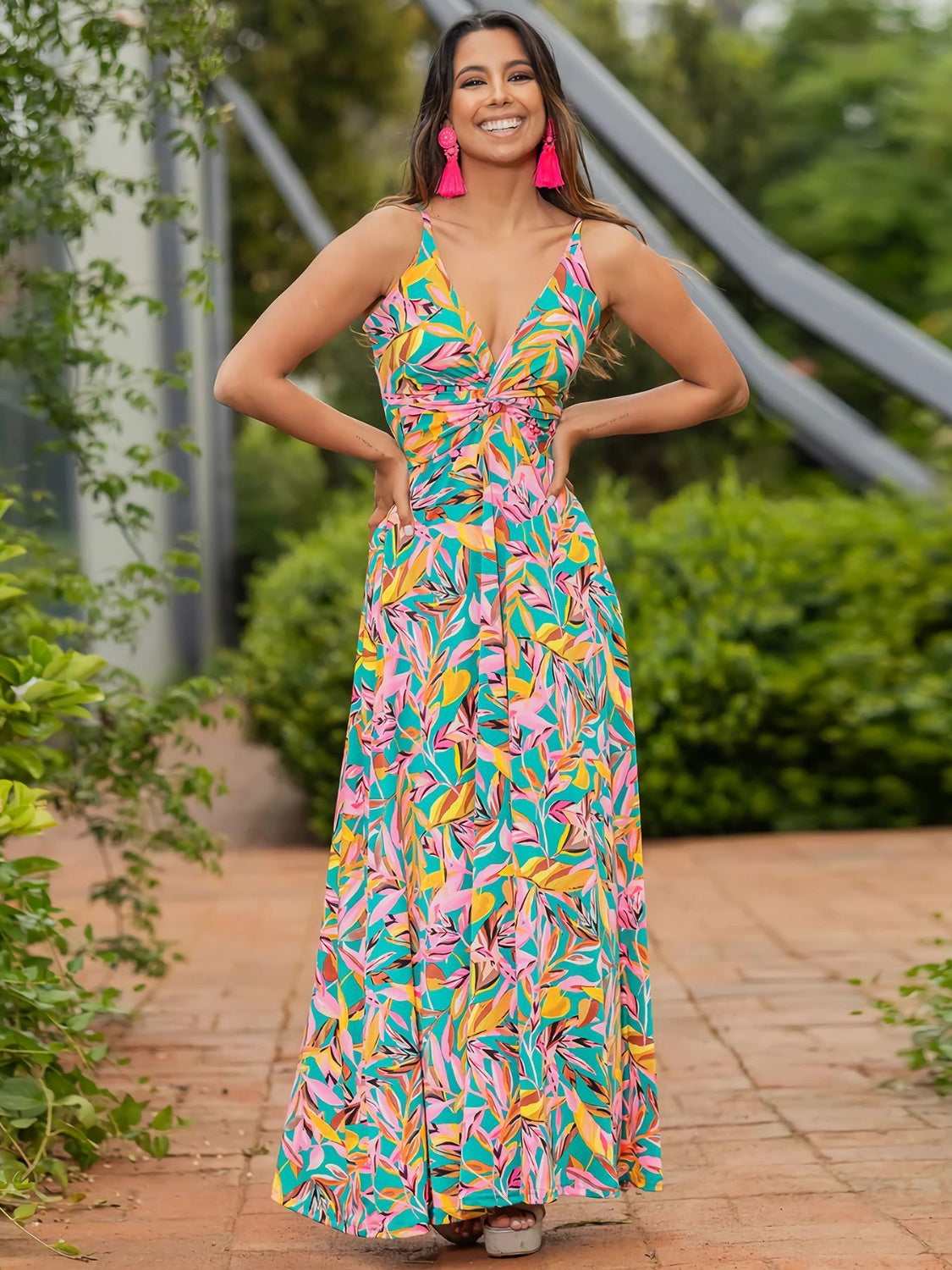 Kahlani Twisted Floral Cami Maxi Dress