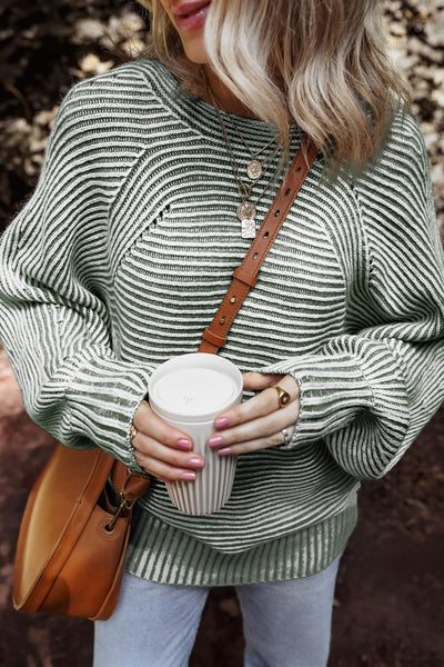 Tenley Textured Striped Dolman Sleeve Top