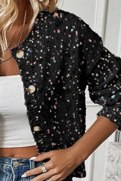 Jasmine Confetti Sparkle Button Front Cardigan