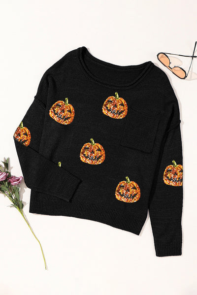 Pamela Sequin Pumpkin Sweater