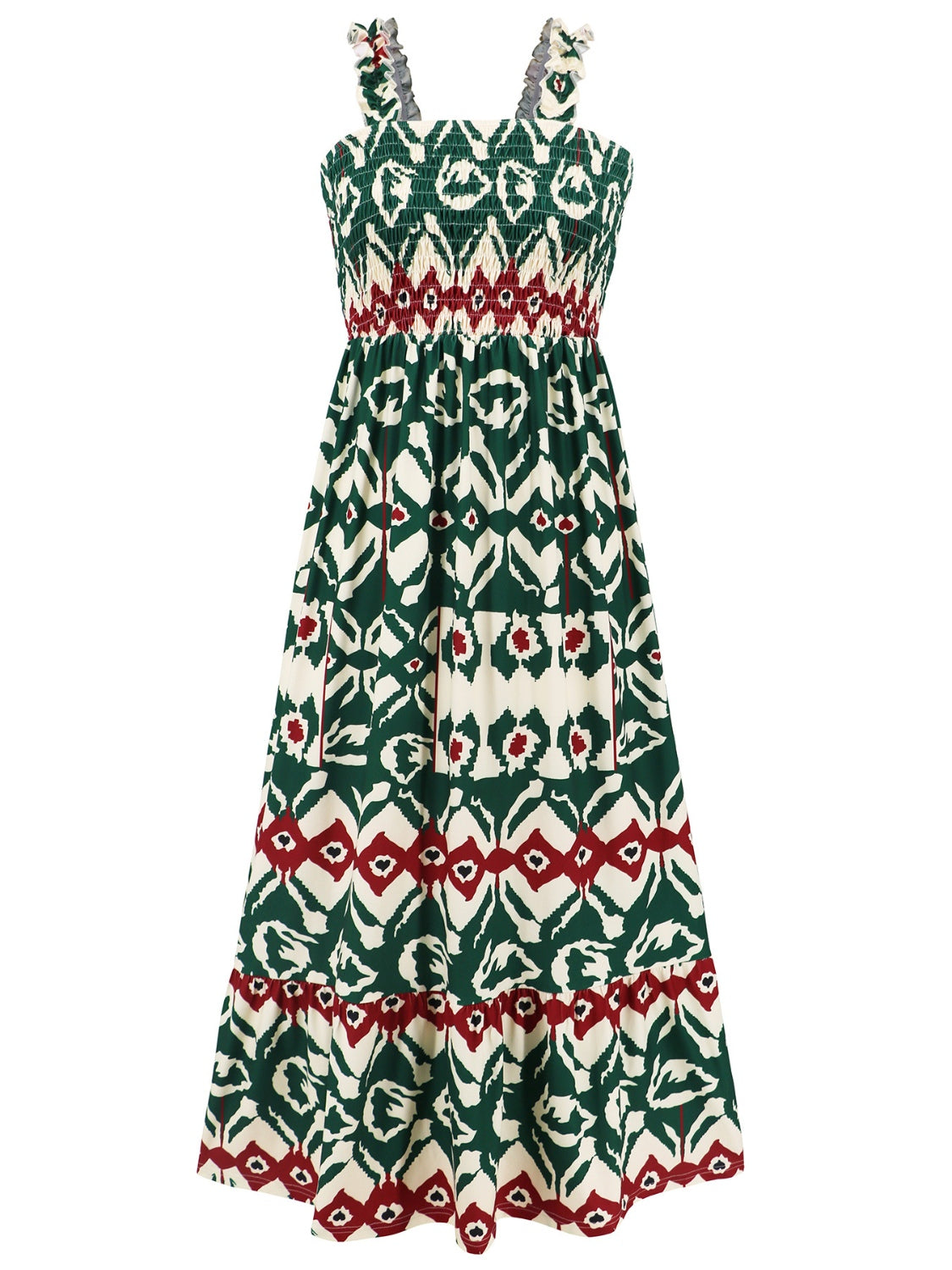 Kenleigh Smocked Printed Square Neck Sleeveless Maxi Dress