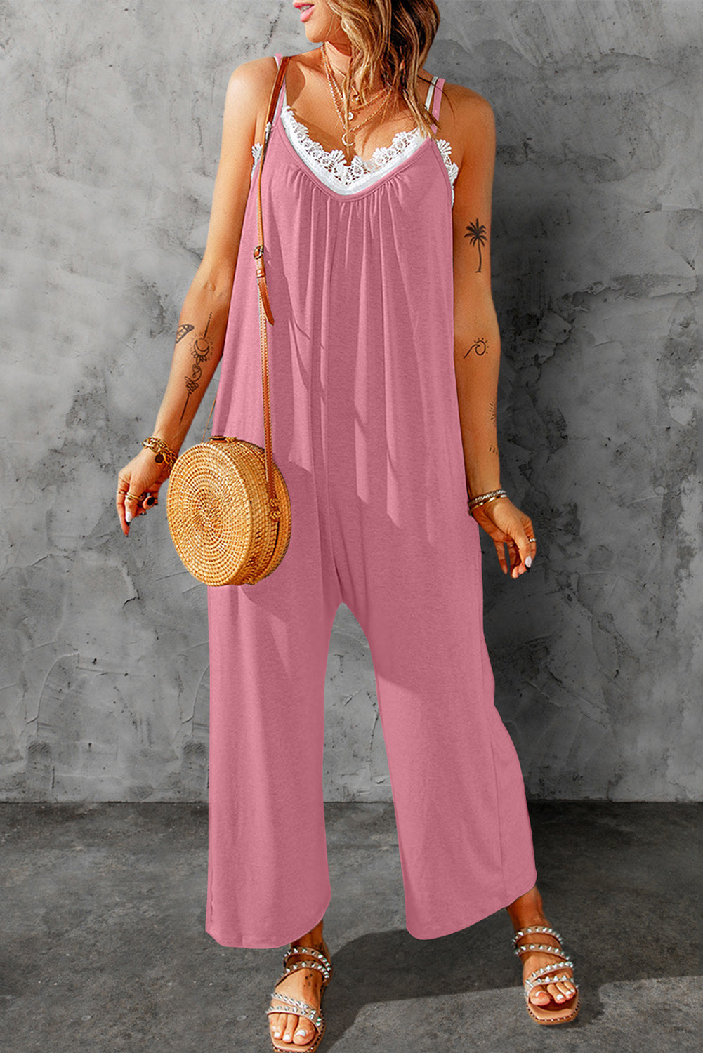 Saige Spaghetti Strap Wide Leg Jumpsuit