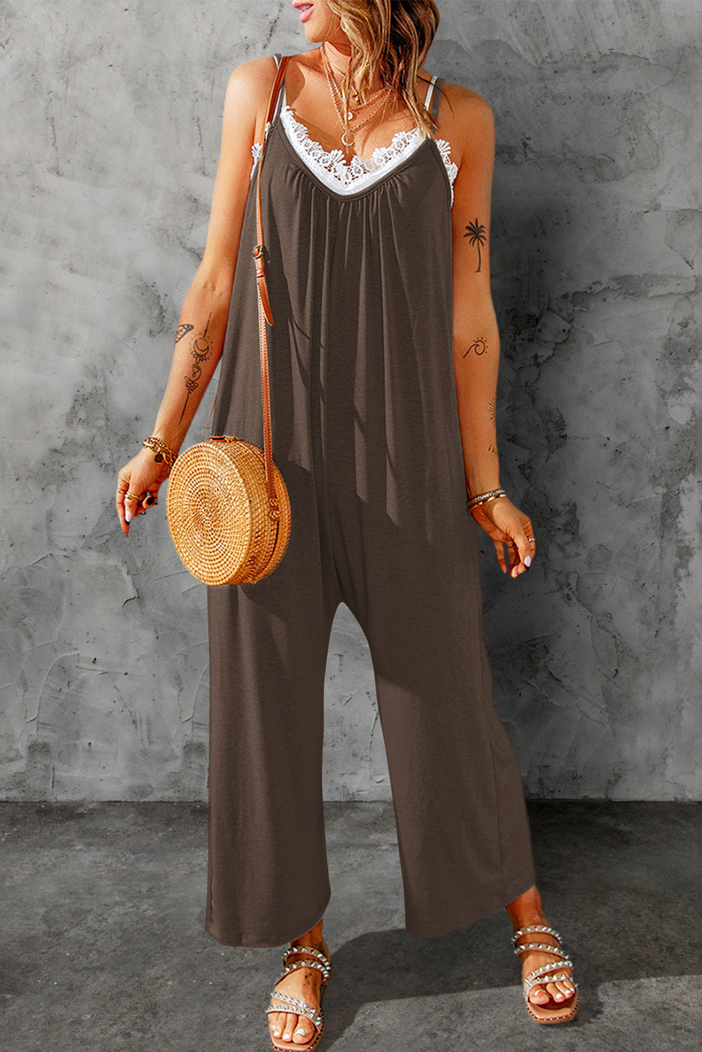 Saige Spaghetti Strap Wide Leg Jumpsuit