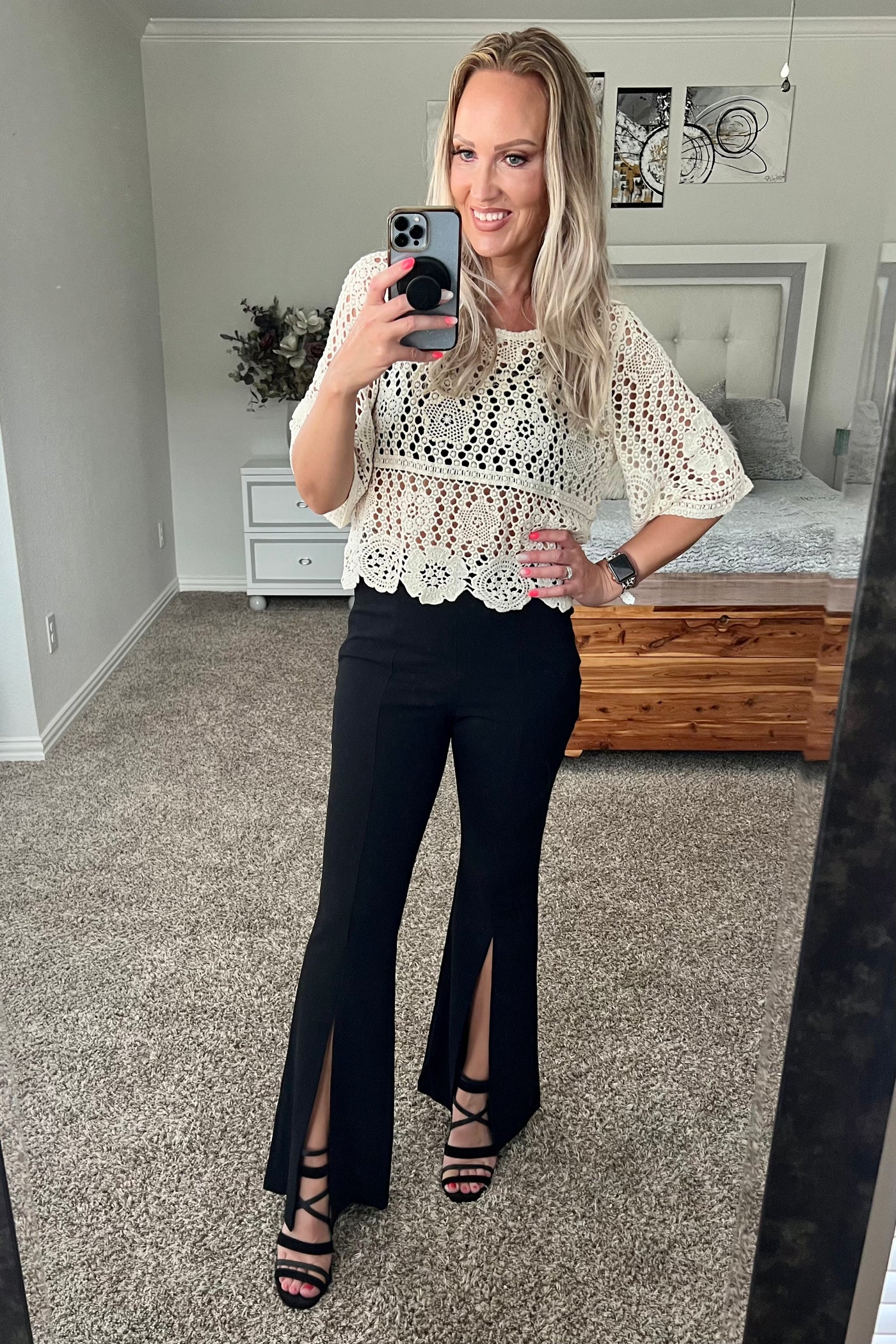 Jennifer Front Slit Flare Leg Pants