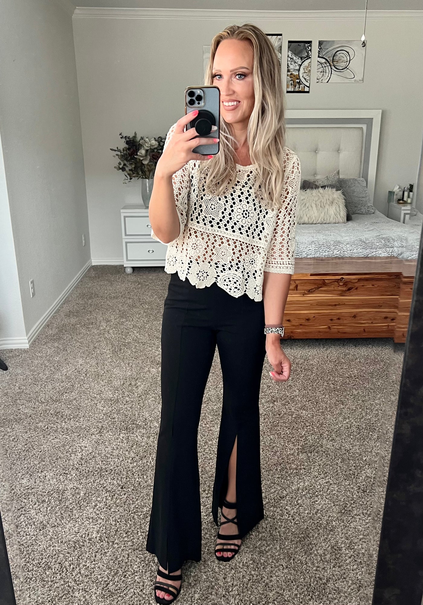 Jennifer Front Slit Flare Leg Pants