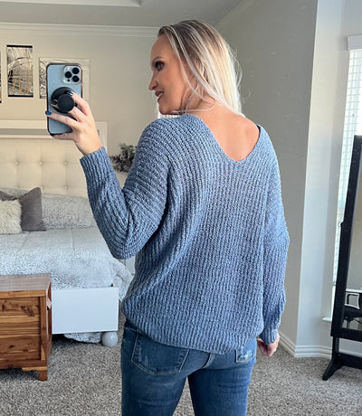 Melissa Rib-Knit V-Neck Oversized Tunic Sweater