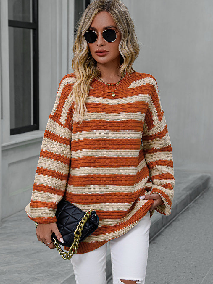 Jacqueline Striped Dropped Shoulder Oversized Sweater