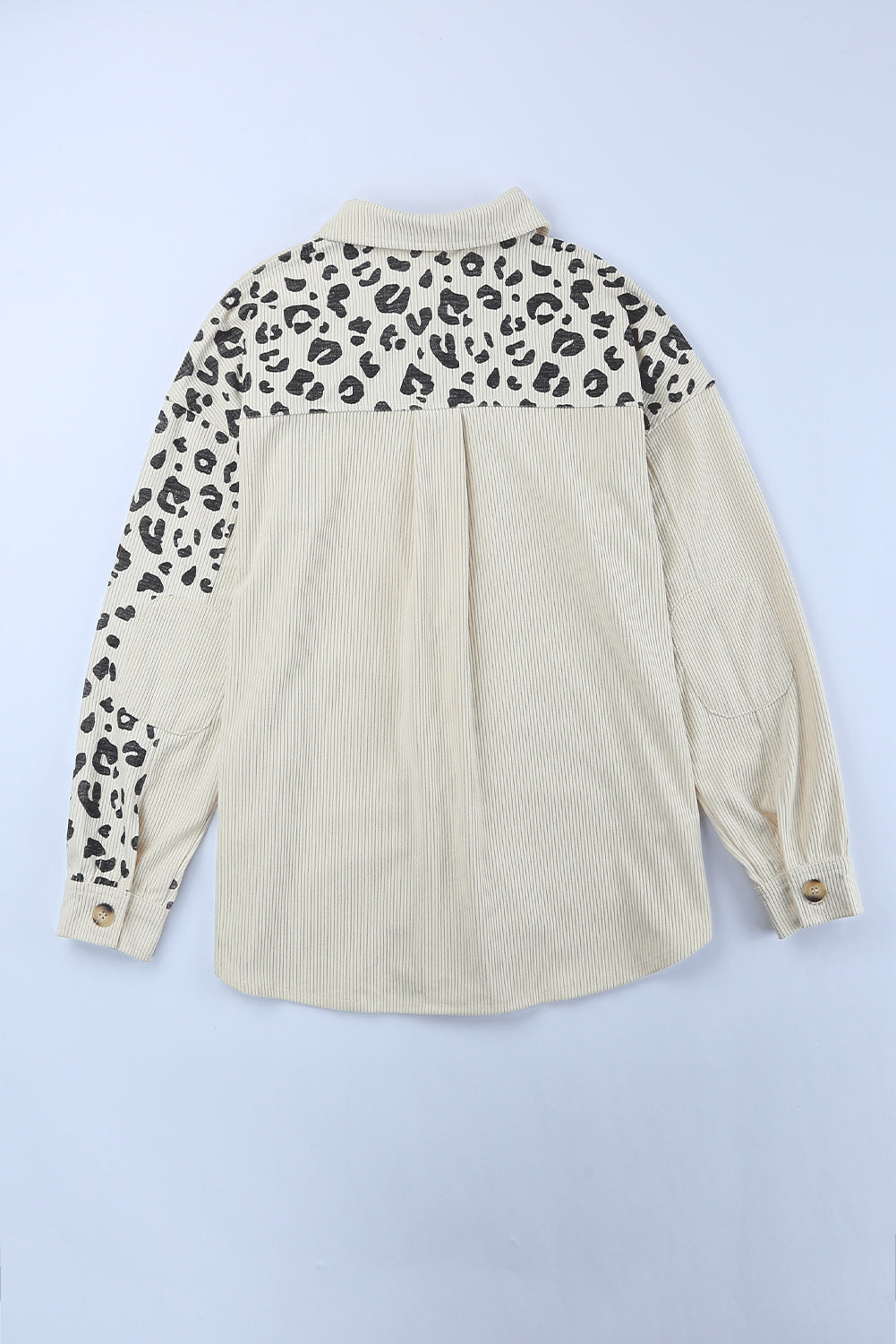 So Soft Leopard Print Color Block Corduroy Shacket