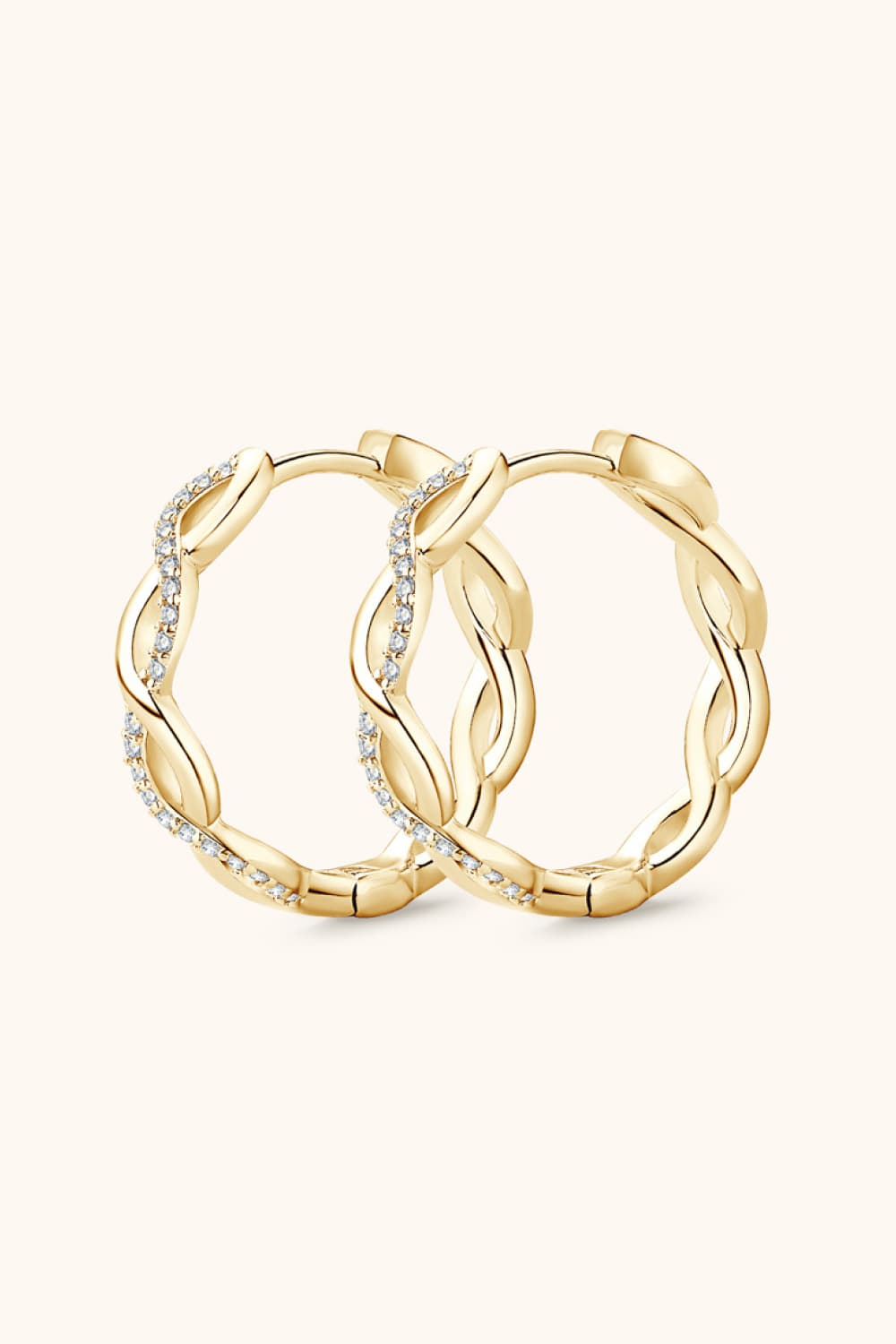 Shades of Sparkle Moissanite Crisscross Hoop Earrings