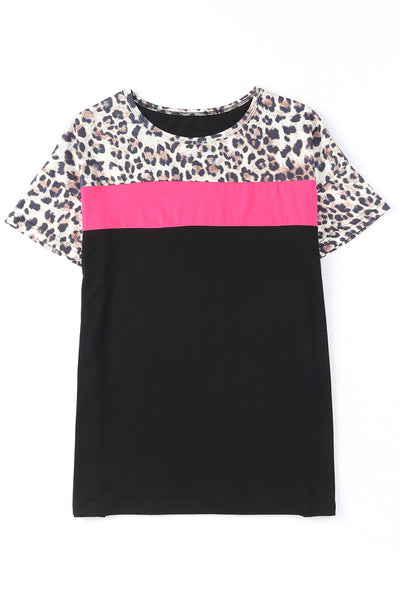 Elle Leopard Print Color Block Top