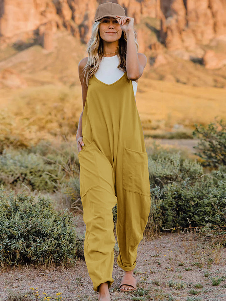 Lisa Sleeveless V-Neck Pocketed Jumpsuit