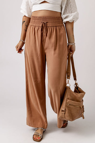 Destiny Drawstring Smocked Waist Wide Leg Pants