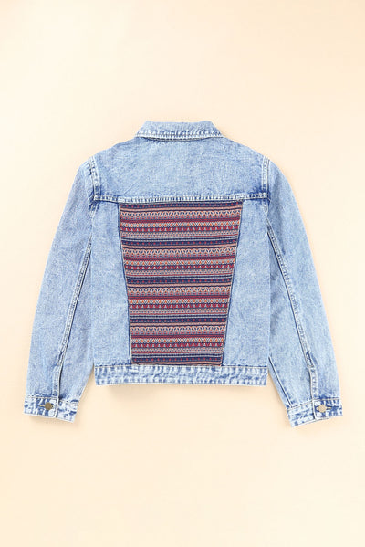 Dixie Printed Distressed Denim Jacket