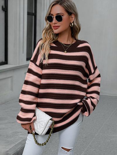 Jacqueline Striped Dropped Shoulder Oversized Sweater