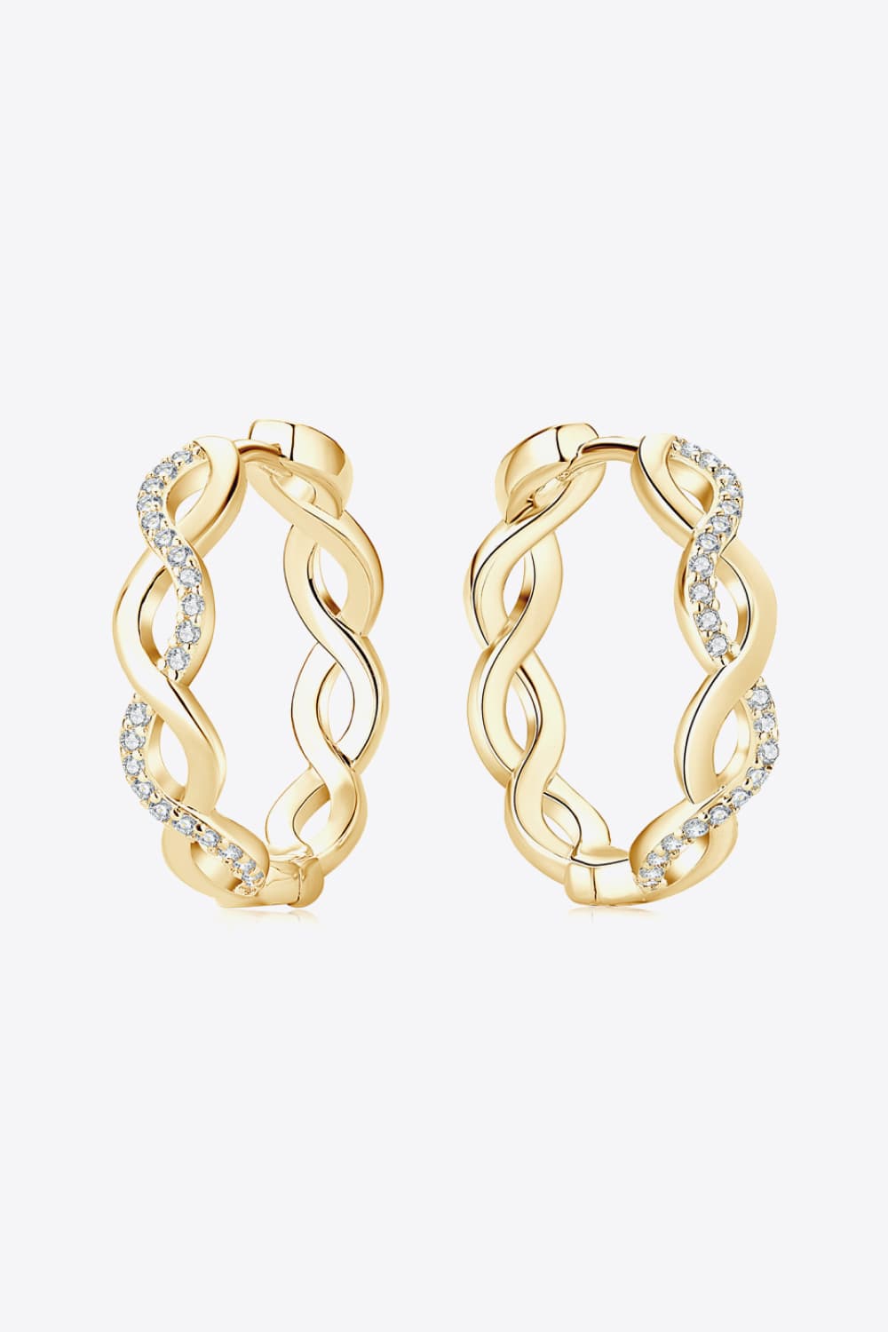 Shades of Sparkle Moissanite Crisscross Hoop Earrings