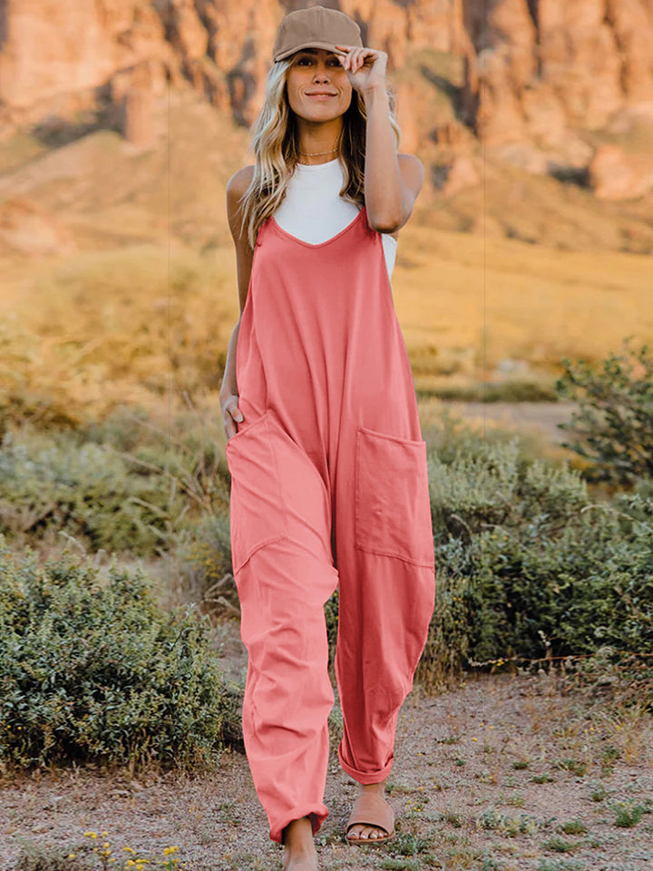 Lisa Sleeveless V-Neck Pocketed Jumpsuit