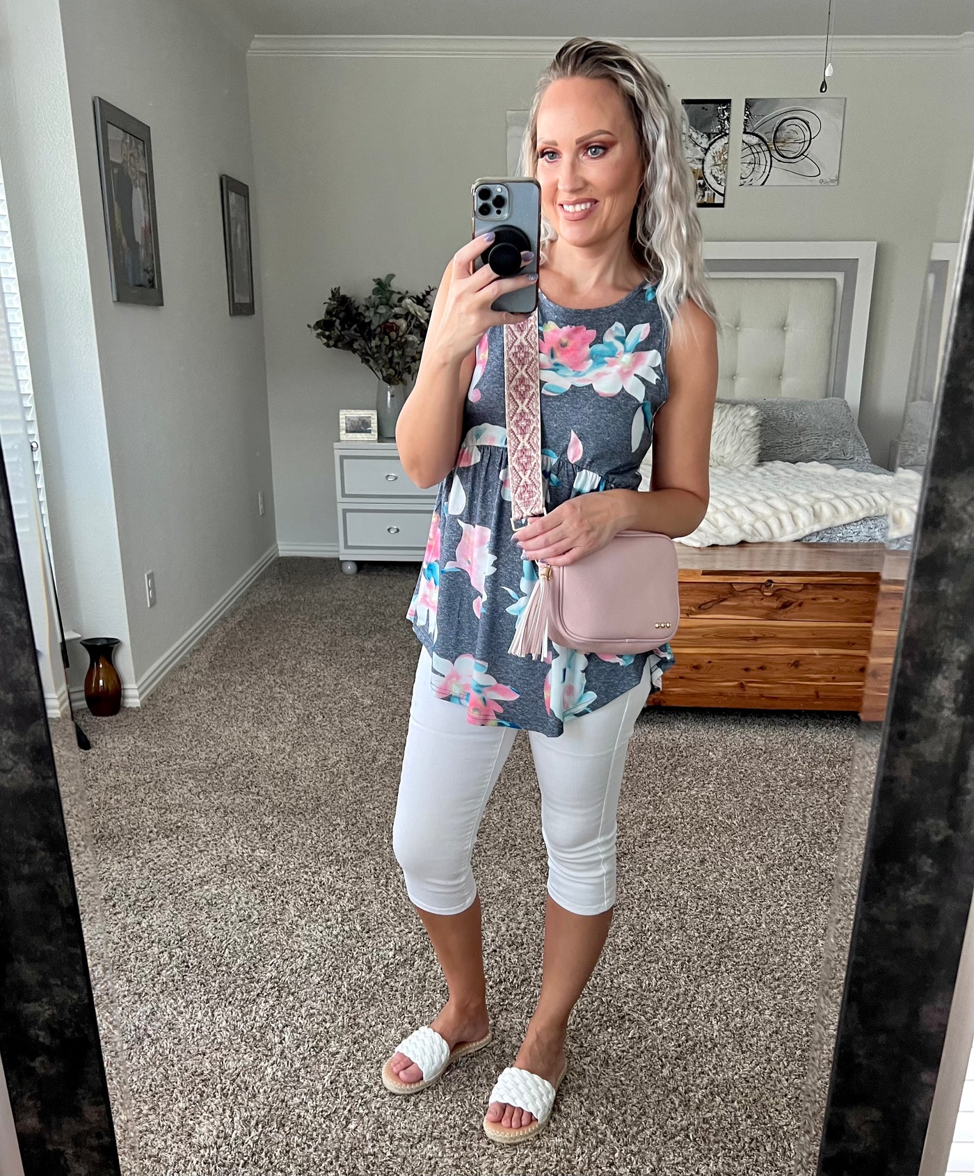 Fantasia Floral Peplum Tank Top