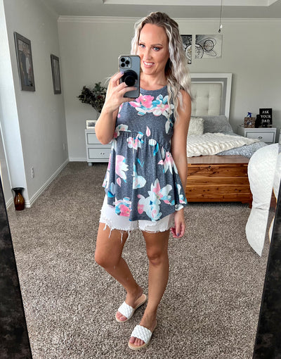 Fantasia Floral Peplum Tank Top