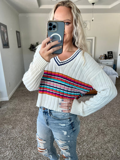 Scarlett Striped V-Neck Sweater