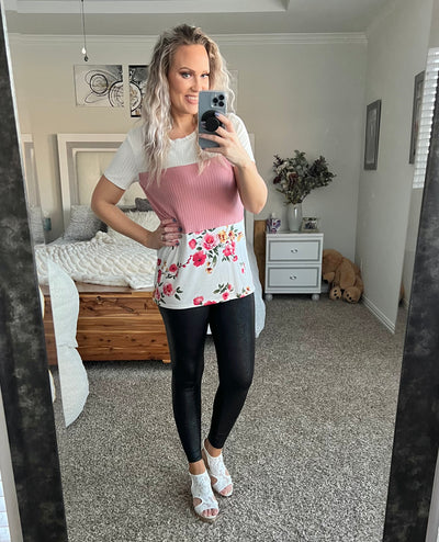 Gabriella Floral Color Block Tee