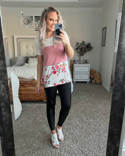 Gabriella Floral Color Block Tee