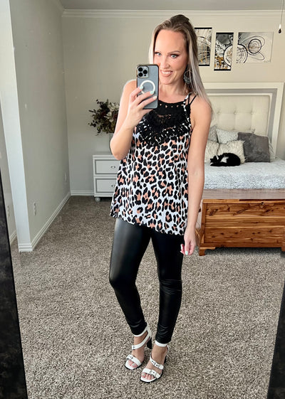 Landry Leopard Lace Yoke Cami