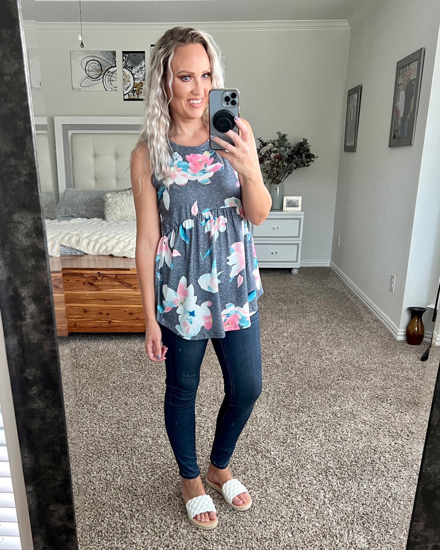 Fantasia Floral Peplum Tank Top