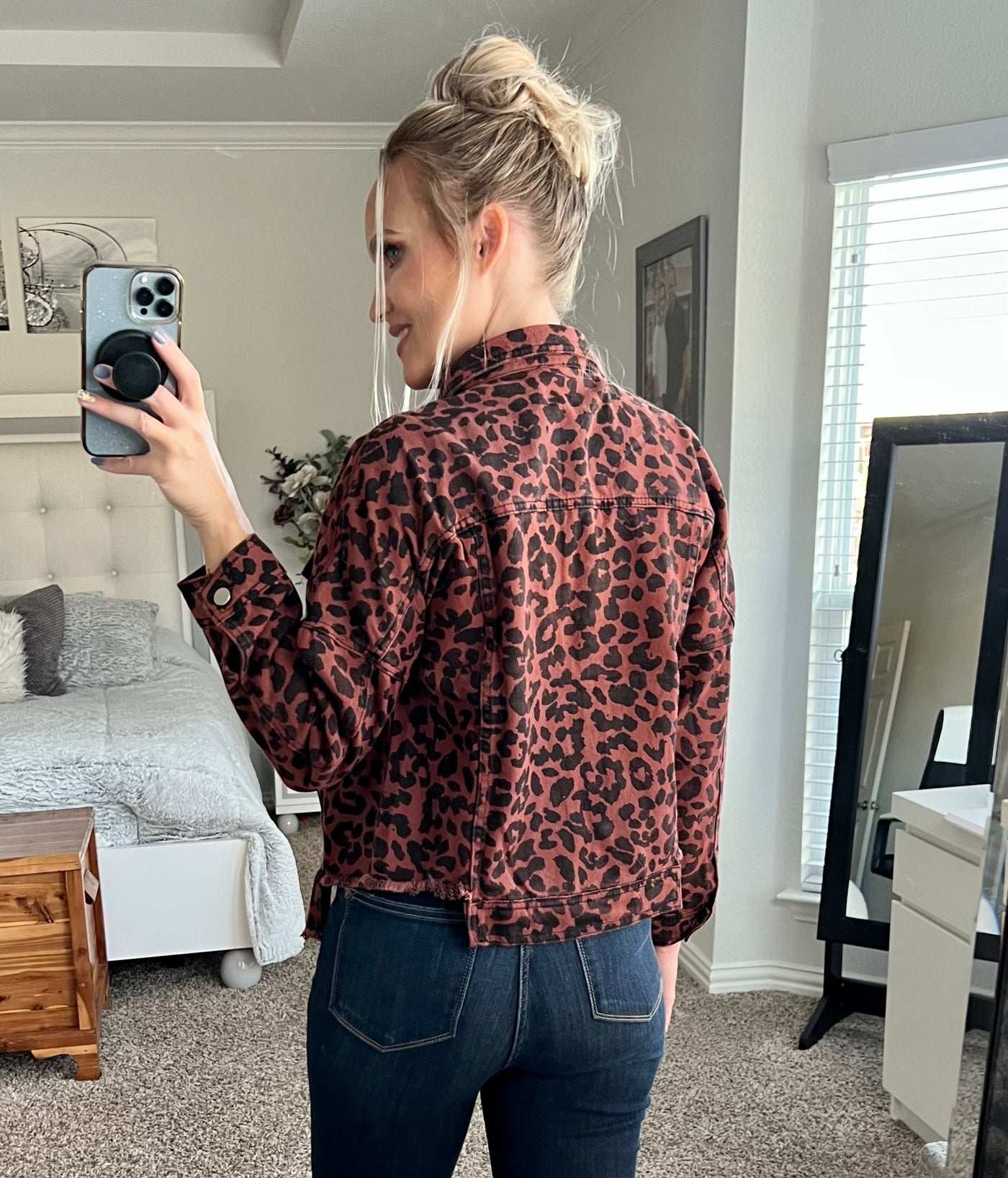 Lily Grace Leopard Raw Hem Jacket