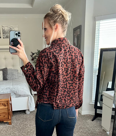 Lily Grace Leopard Raw Hem Jacket