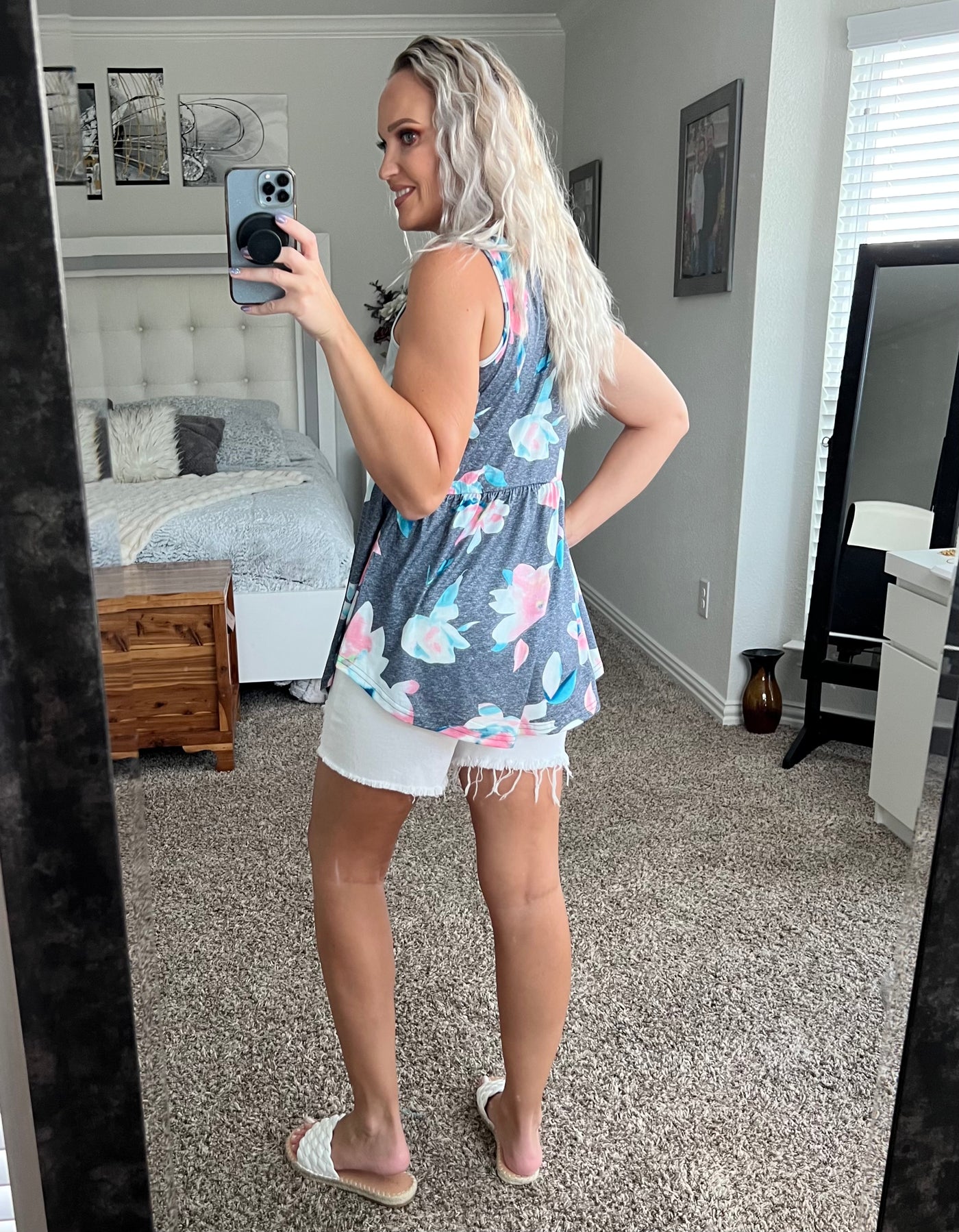 Fantasia Floral Peplum Tank Top