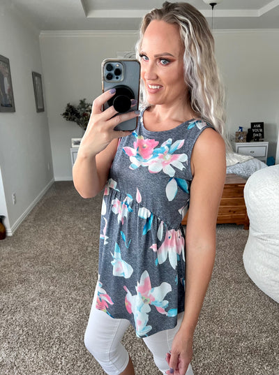 Fantasia Floral Peplum Tank Top