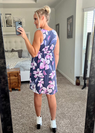 Madilynn Print Button Front Sleeveless Dress