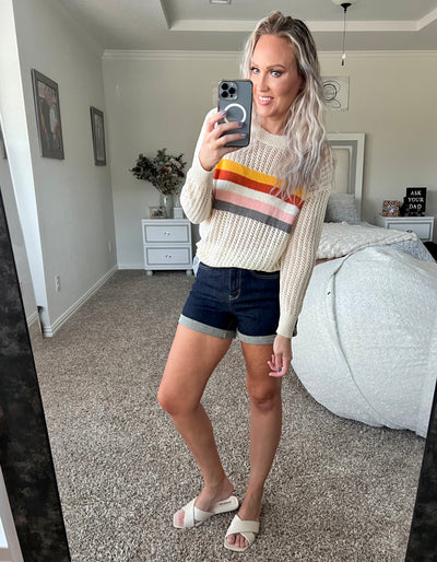 Summer Nights Striped Open Knit Sweater