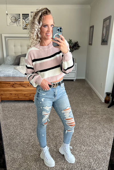 Trinity Striped Cropped Sweater