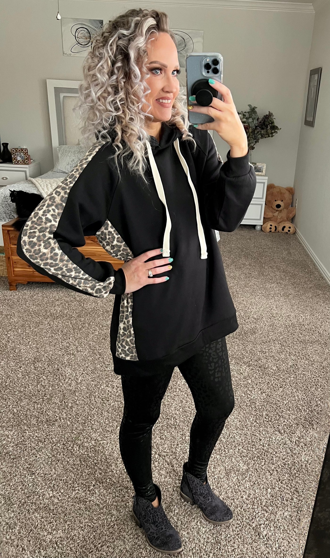 Linda leopard striped hoodie