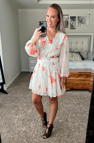 Hadley Floral Cutout Long Sleeve V-Neck Dress