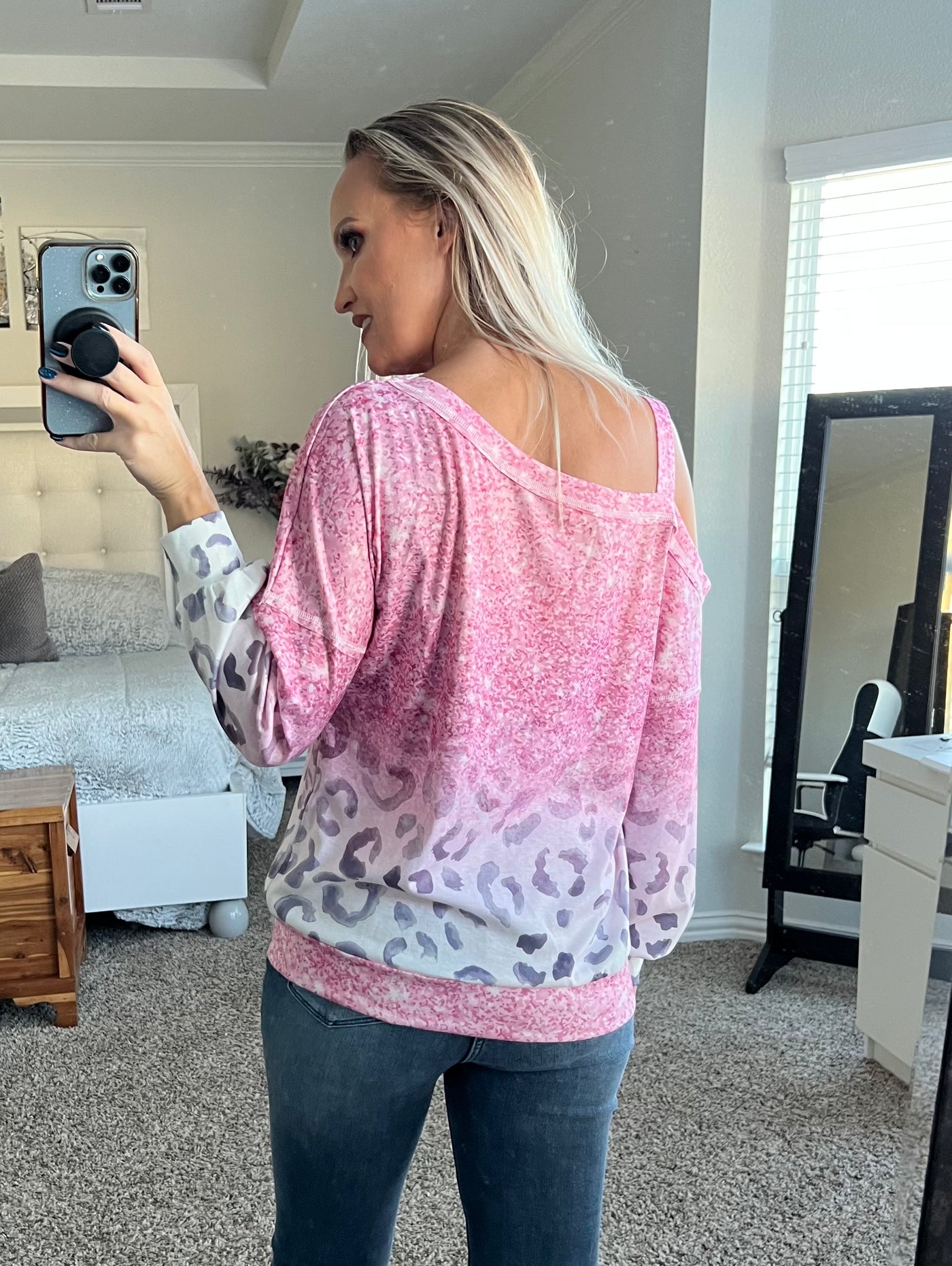 Ladies Night Leopard Cold-Shoulder Top