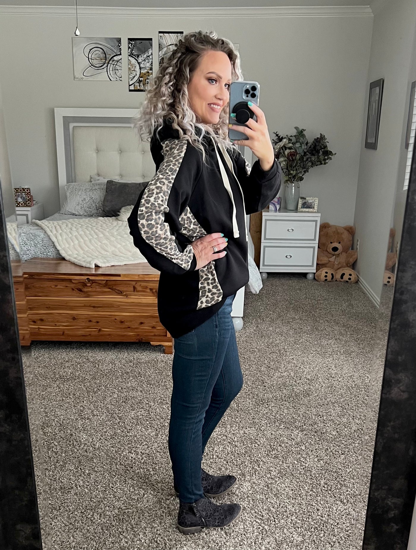 Linda leopard striped hoodie