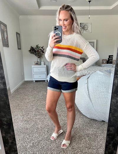 Summer Nights Striped Open Knit Sweater