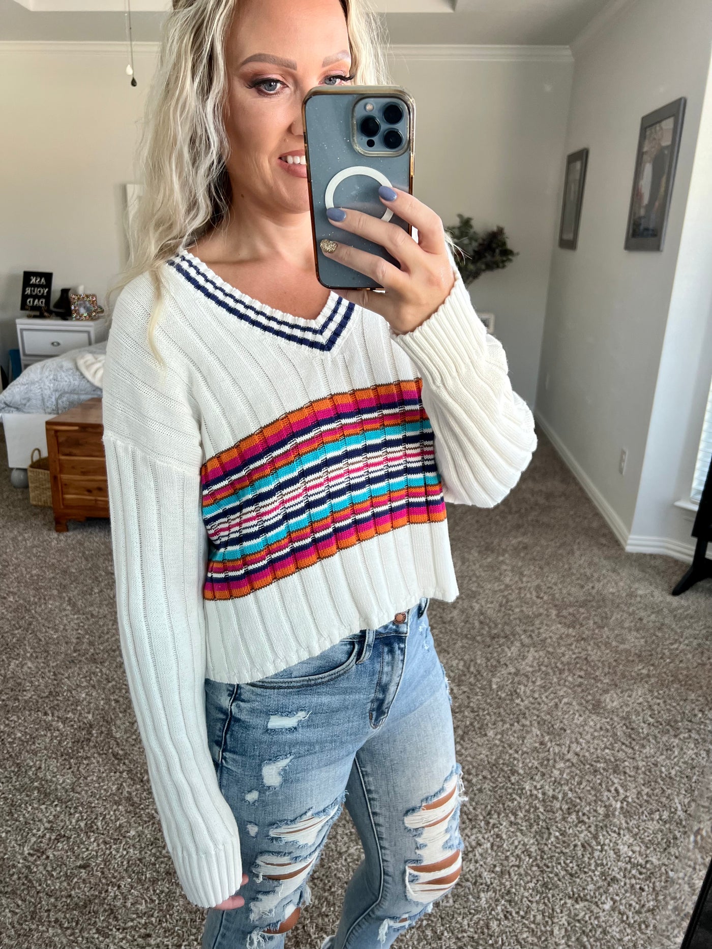 Scarlett Striped V-Neck Sweater