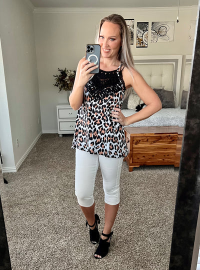 Landry Leopard Lace Yoke Cami