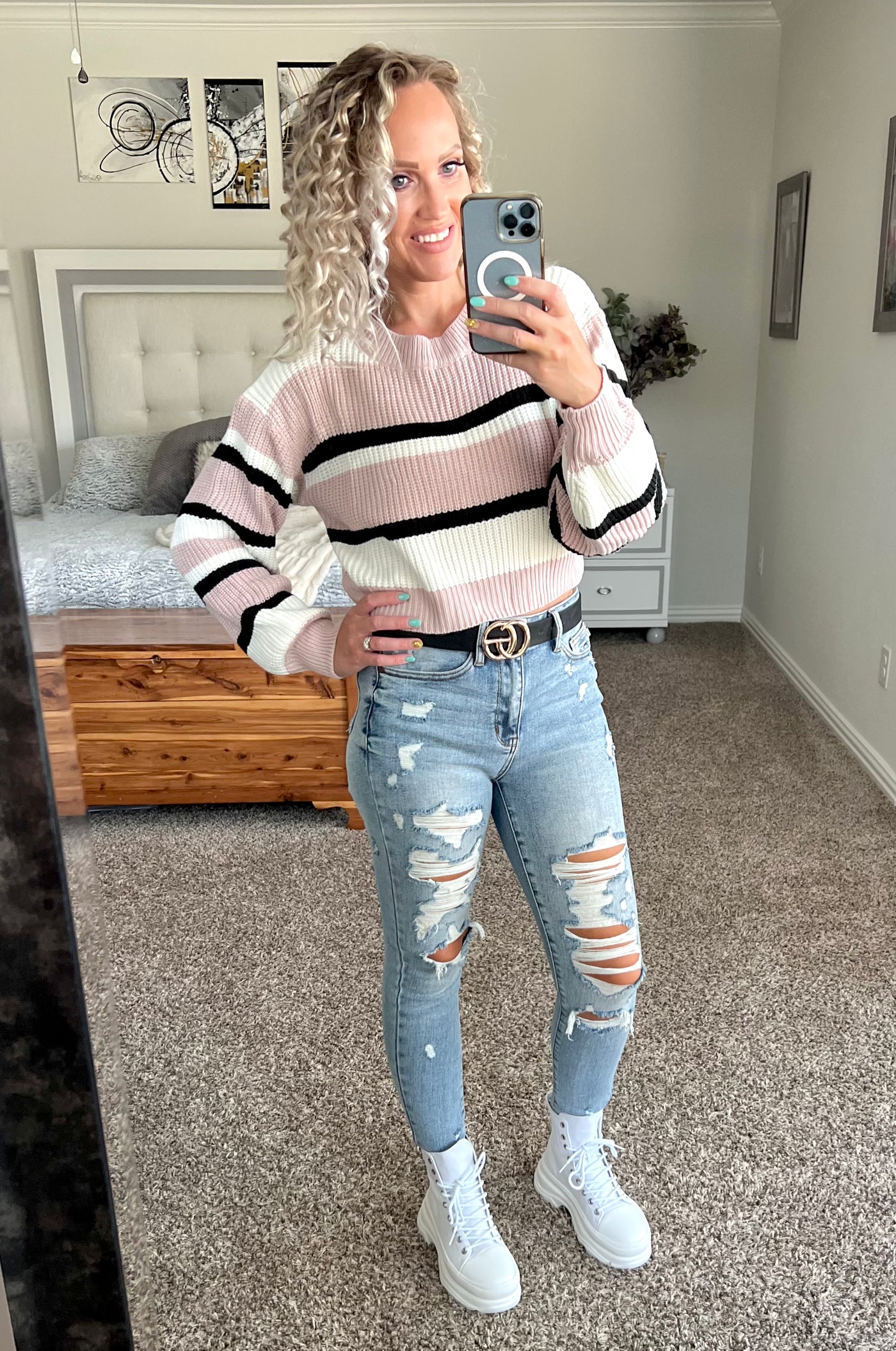 Trinity Striped Cropped Sweater