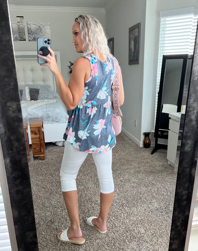 Fantasia Floral Peplum Tank Top