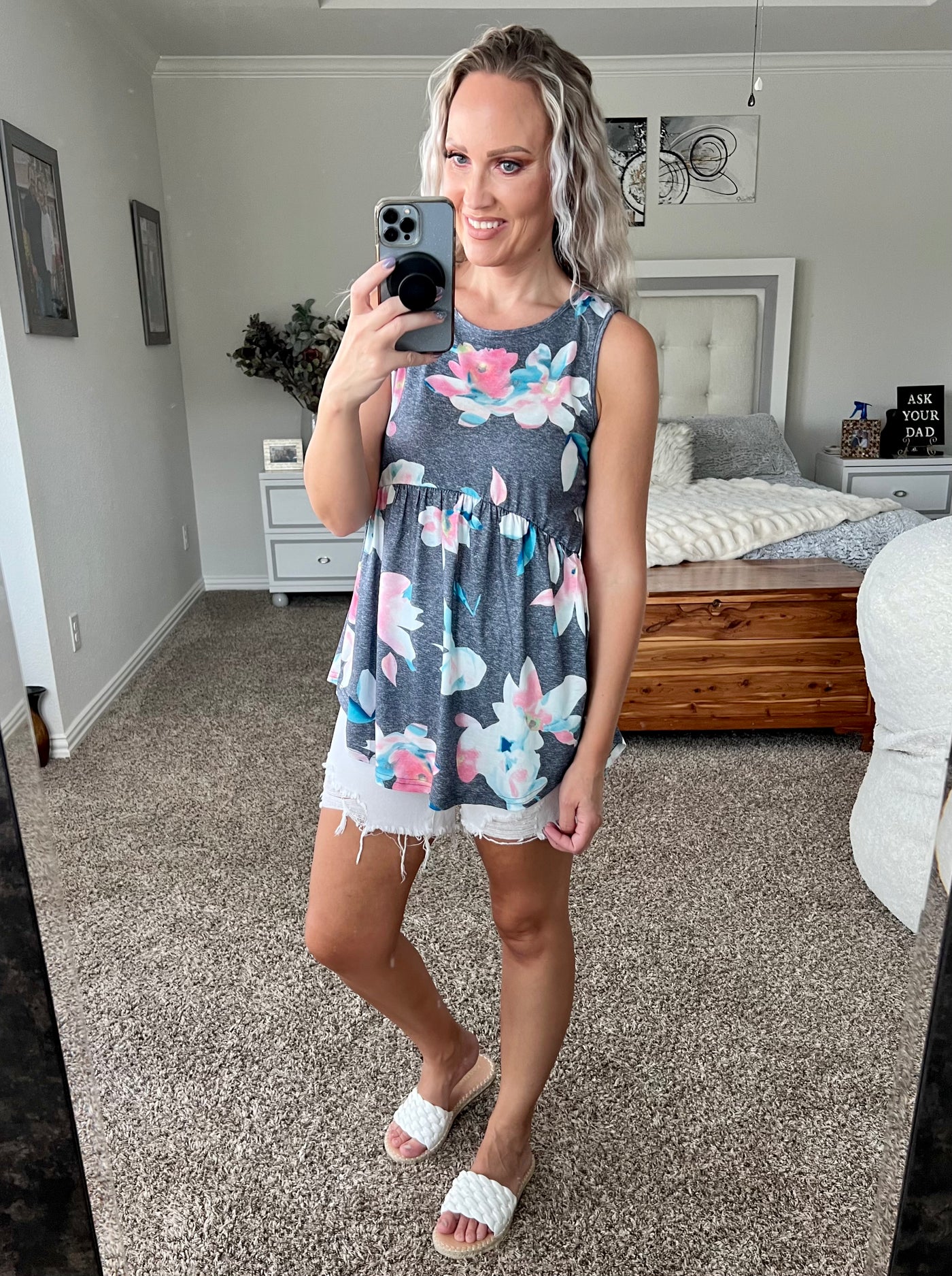 Fantasia Floral Peplum Tank Top