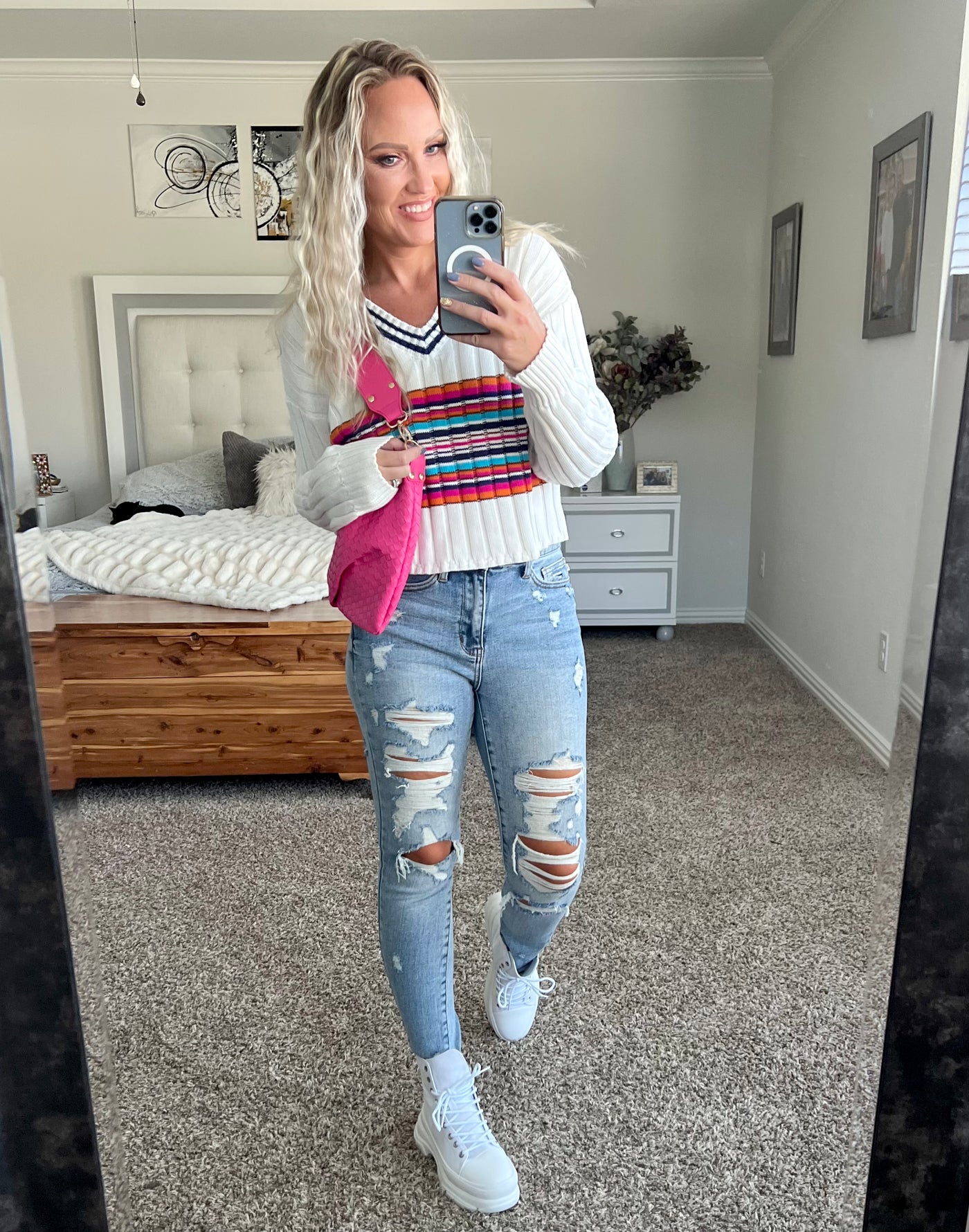 Scarlett Striped V-Neck Sweater