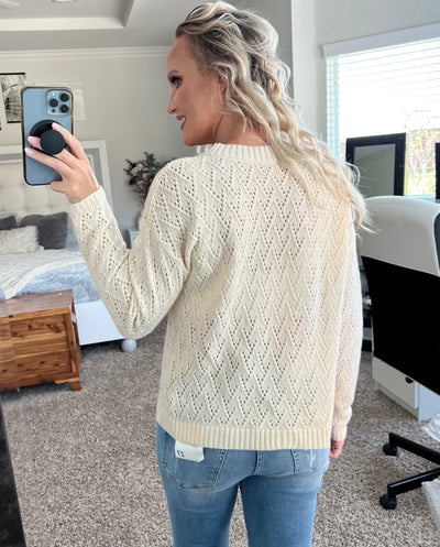 Aaliyah Open Knit Dropped Shoulder Sweater