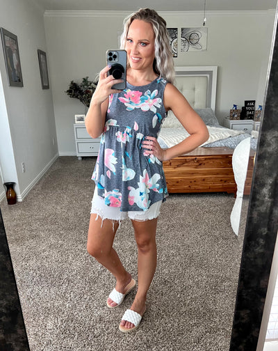 Fantasia Floral Peplum Tank Top